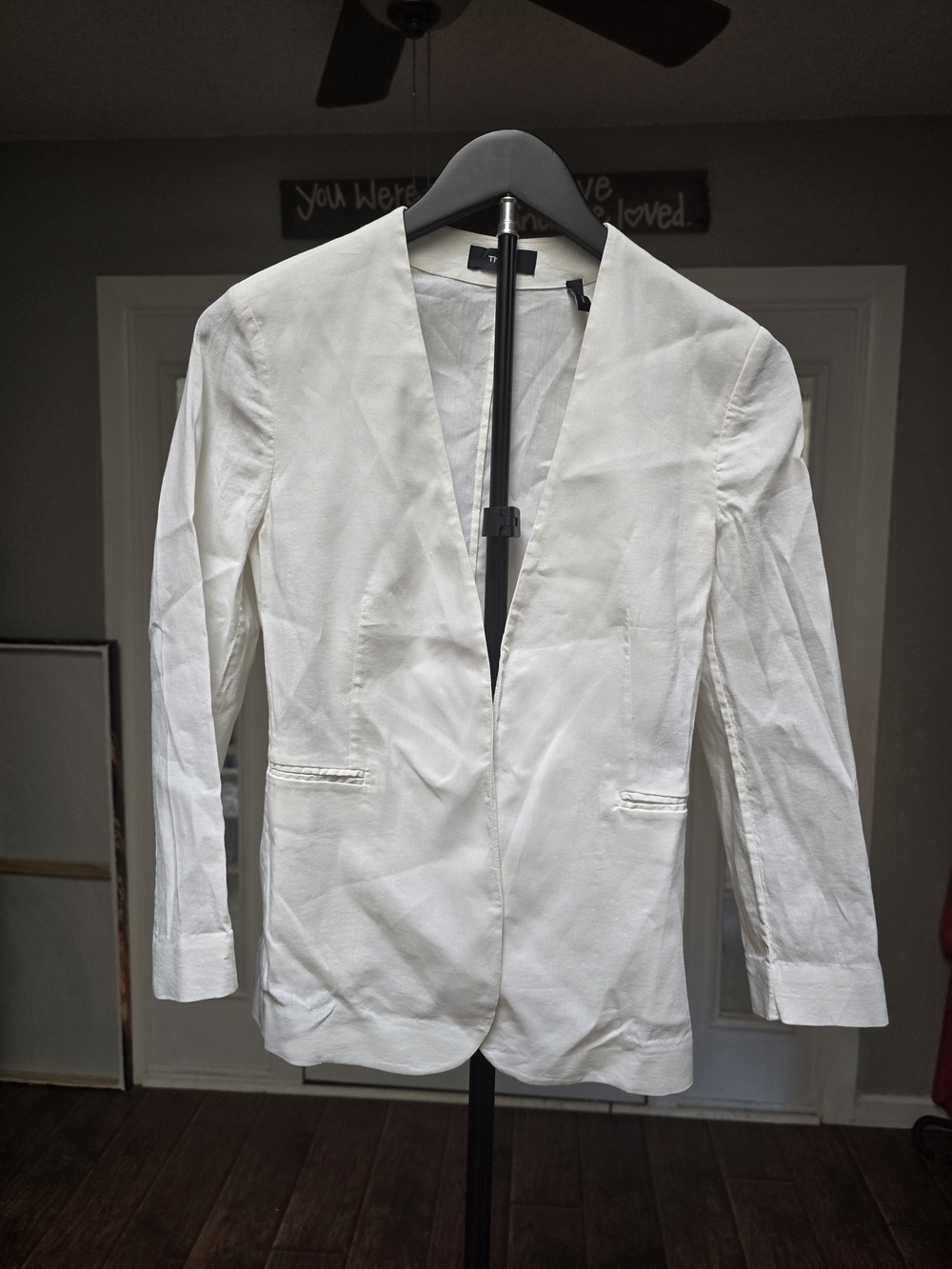 Theory White Open-Front Tailored Blazer